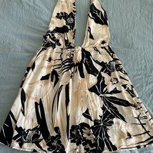 Floral Halter Kids Dress - Black and Cream